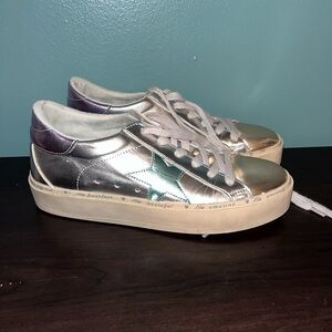 ShuShop Silver Sneakers with Reflective Finish